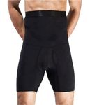 OLSIC Men High Waist Abdomen Control Panties Underwear Double Layers Beer Belly Abdomen Girdle Fitnes Shape Wear (Black, XL)