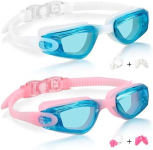 Aegend Kids Swim Goggles, Pack of 2 Swimming Goggles for Children Boys & Girls Age 3-14, White-blue & Pink-blue