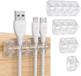 Syncwire Clear Cable Clips - Cord Holders - Self Adhesive Cable Management Organizer - Home, Office, Cubicle, Car, Nightstand, Desk Accessories - Gift Ideas Men, Women, Dad, Mom (5 Packs/15 Slots)