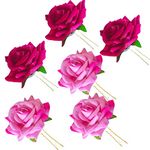 LYF5STAR Handmade Bride Rose Floral Juda Pin For Women| Elegant Dark & Baby Pink Rose U-shaped Hair Fork Wedding Hair Accessories | Pack Of 6