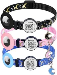 Airtag Katzenhalsband, Breakaway-Katzen-Airtag-Halsband mit goldenen Monden und Sternen, leichtes Kätzchen-Halsband für Apple Air-Tag, GPS-Tracker-Halterung für Katzen, Kätzchen, Katzenhalsband,