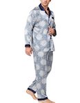 Lonxu Pajamas Set Mens Silk Satin Pajamas Long Sleeve Loungewear Two-Piece Sleepwear Button-Down Pj Set S-XXXXL, Lucky Circle, Large