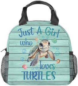 AIOMXZZ Sea Turtle Lunch Bag for Girls Boys, Small Lunch Bags Insulated, Kawaii Reusable Lunchbox for Kids, Blue Freezable Lunchbags for Work School