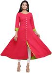 Yash Gallery Women's Cotton Slub Embroidered Anarkali Kurta for Women (324YK393RANI_Pink_XX-Large)