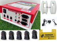 ZATKA Machine AC DC Solar Fence Energizer (jhatka Machine kit) with 200 pcs Insulator 25 pcs Corner and Siren with Cable Accessories