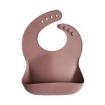 mushie Silicone Baby Bib | Adjustable Fit Waterproof Bibs (Woodchuck)