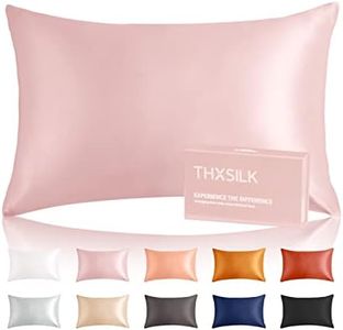 THXSILK Silk Pillowcase for Hair and Skin with Hidden Zipper, Both Sides 25 Momme Silk Pillow Case with Gift Box, Organic Silk Pillowcase Standard Size 20×26 inches, 1PC, Light Pink