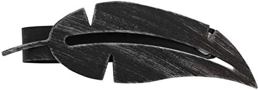 EVIDECO French Home Goods Metal Feather Curtain Tieback with Magnetic Closure – No Installation Needed – Black/Silver