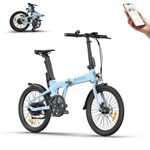 ADO Air 20 Folding E-Bike, Ultra Light Weight 17.5 KG Electric Bike, 20" Electric Bicycle for Adults, with Carbon Belt/LCD Display/Torque Sensor/Hydraulic Disc Brakes/APP Intelligent