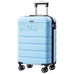 Krute Carry On Luggage Hard Shell Luggage PC ABS TSA Lock Lightweight Suitcase for Travelling 20Inch LightBlue