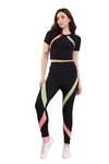 Cozimi Atheletic Striped Gym Running Sports Track Suit | Regular Casual Fit Round Neck | Runing Wear, Gym Wear, Track Suit for Girls & Women