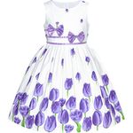 Girls Dress Purple Tulip Festival Dress Casual Floral Age 6 Years