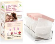 Sentoo 7 Pcs Breastmilk Storage Bags with a Fridge Organizer Bin, Reusable Breastfeeding Essentials, 11oz/320ml Double Leak-Proof Breastmilk Freezer Bags for Breastfeeding, Postpartum Essentials