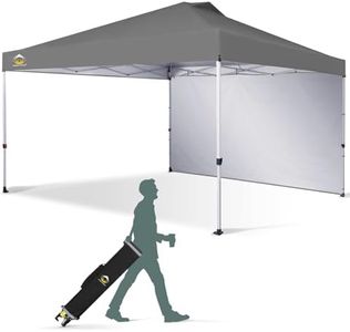 CROWN SHADES 12x12 Pop Up Canopy Tent Instant Commercial with 150D Silver Coated Fabric Including 1 Removable Sidewall, 4 Ropes, 8 Stakes, Weight Bags, STO 'N Go Bag, Grid Grey