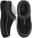 Zigzagger Men's Slip On Moccasin Slippers, Indoor/Outdoor Warm Fuzzy Comfy House Shoes, Fluffy Wide Loafer Slippers,Lamb Black, 9-10 D(M) US