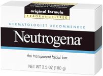 Neutrogena Original Fragrance-Free Facial Cleansing Bar with Glycerin, Pure & Transparent Gentle Face Wash Bar Soap, Free of Harsh Detergents, Dyes & Hardeners, 3.5 oz