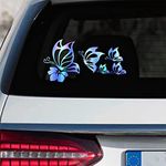 Leniutor 5Pcs Butterfly Car Decal Set, Waterproof Vinyl Butterflies Sticker for Cars Women Girl Car Stickers Beautiful Reflective Bumper Window Laptop Decals (Holographic Blue)