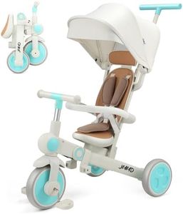 JMMD Baby Tricycle, 7-in-1 Multifunctional Kids Trike with Adjustable Parent Handle, Safety Harness & Wheel Brakes, Removable Canopy, Stroll Trike for Boys & Girls Ages 18 Months-5 Years, Mint