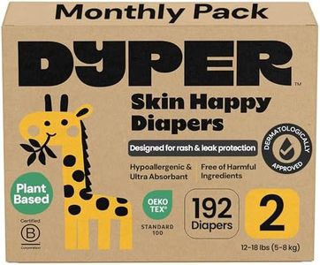 DYPER - Baby Diapers Hypoallergenic Cloth Alternative Day & Overnight Protection - Made with Plant-Based* & Honest Ingredients - Size 2 (192 Count)
