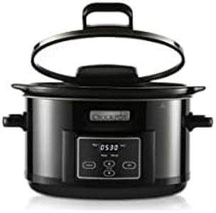 Crock-Pot Digital Slow Cooker with Hinged Lid, Programmable Display, 4.7L (4 People), Keep Warm Function, Dark Stainless Steel, CHP550