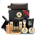 Beard Kit Gifts for Men, Birthday Gifts for Him Men Dad Boss Husband, Grooming & Trimming Tool Complete Set, Beard Care Kit with 2 Beard Oil/Balm/Brush/Comb/Shaving Soap/Cup&Storage Bag