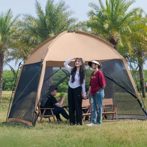 Portable Marquee Camping Gazebo Outdoor 330x330cm, Mesh Beach Canopy Tent Sun Shelter Screen House for Family 4-6 Person