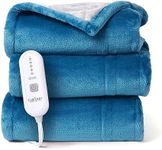 CAROMIO Heated Blanket Electric Throw Twin Size, Reversible Flannel Heating Blankets, Soft Heated Throws for Couch with 5 Heat Settings and 10 Hours Auto Shut Off, Teal, 62"× 84"