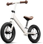 Tiny Land 12" Toddler Balance Bike with Air-Filled Tires - Premium Aluminum Alloy Frame, Adjustable Seat & Handlebar, Perfect for Boys and Girls Ages 2-5 (Milky White)