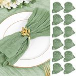 30 Pieces Gauze Cheesecloth Napkin 20 inches Gauze Napkin Vintage Boho Cheesecloth Napkin Bulk for Party, Wedding, Reception, Bridal Shower Table Decorations - Sage Green