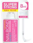 Super Strong Nail Glue for Press On Nails, Tips & False Nails (8ml) NYK1 NailBond Brush On Nail Glue Extra Strong for Press Ons, Tips & Acrylics - Long Lasting, Maximum Strength, Mess-Free Application