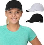 TrailHeads Women's Race Day Performance Running Cap, Lightweight & Quick Drying Mesh Sports Hat with Reflective Trim, Adjustable Fit - White-Black 2-pk