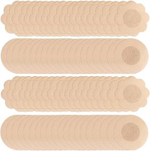 Hibmisy 80 Stück Nipple Patches Selbstklebend,Unsichtbare Nippelabdeckung Unsichtbare Nipple Abdeckungen Sticker,Einweg Nipple Abdeckungen für Frauen - Round&Flower (Beige)