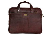 SCHARF Leather 15.6" Crossbody Messenger Office Sling Back Executive Laptop Travel Bag | Laptop Bag For 15.6" |Padded Leptop Compartment |Color Brown | Expandable upto 1.5 Inches