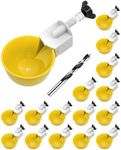 psarnuk Chicken Waterer Cups (16 Pack/Yellow) - DIY Automatic Large Chicken Water Feeder for Ducks Quail and Various Poultry Dispenser with Matching Drill, Double Rubber Ring, Not Leaking Wate