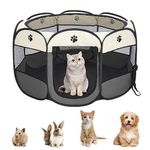 Youyijia Portable Pet Playpen Puppy Playpen Pet Dog Cat Playpen Cage Crate 74 x 74 x 43cm Soft Fabric Foldable Pet Indoor Outdoor for Rabbit Hamster Guinea Pig Gray