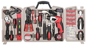 Apollo Tools 161 Piece Complete Household Tool Set with 3.6 Volt Lithium-Ion Cordless Screwdriver and Most Needed Hand Tools Selection for Boats, Vehicle and Garage - Red - DT0739