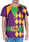 Funny World Men's Mardi Gras T-Shirts Graphic Short Sleeve Party Costume Top, Jester1, 4X-Large