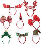 8 Pieces Christmas Headbands for Kids Adults Christmas Hats Reindeer Antler Xmas Tree Head Hat Toppers Costume Headbands for Christmas Holiday Parties, Annual Holiday, Photos Booth