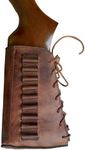 Leather Gun Buttstock Cover Cheek Rest pad with Rifle Shell Holder Ammo Cartridge 30-06,30-30,223 .308 (Brown, .308 .45-70 .30-06 | Right Hand)