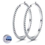 YADOCA Silver Hoop Earrings for Women Girls Lightweight Sparkly Cubic Zirconia Hoops Large Silver Hoops Earring Hypoallergenic Big Silver Hoops 50mm (Include Gift Box)