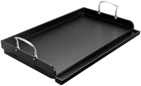 Uniflasy Nonstick Griddle for Gas Grill, Cast Iron Griddle for Outdoor Gas & Charcoal Grills, 25" x16" Nonstick Coating FlatTop Insert Cooking Pan for Weber Charbroil Camp Chef Grill