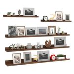 Giftgarden 47 Inch Long Floating Shelves for Wall Set of 5, Rustic Wood Wall Shelves for Bathroom, Bedroom, Kitchen, Living Room Storage and Decoration, Brown Picture Ledge