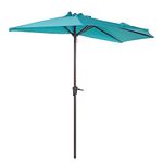 Verano Garden Patio Umbrella 9ft half Round Outdoor Table Market Umbrella with Crank Function for Patio, Deck, Yard, Garden, Turquoise