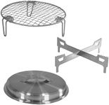 Sunnydaze 3-Piece Smokeless Tabletop Fire Pit Accessory Kit - Round Fire Pit Lid, Portable Fire Pit Stand, and Cooking Grate - Stainless Steel - 8.75"