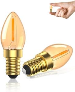 Lamptobe E14 LED Light Bulb Warm White 2200K, 0.5W Low Wattage Mini C7 Candle Light Bulbs Small Screw Equivalent 5W, Amber Glass Small Edison Screw Vintage Light Bulb for Effect Lighting-2Pack