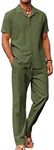 COOFANDY Men 2 Piece Linen Outfit S