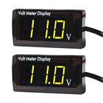 2Pcs DC 12V Car Digital Voltmeter Gauge LED Display 12V Voltage Mete Waterproof Voltage Display Voltmeter Gauge Meter Power Energy LED Volt Meter for Car Motorcycle (Yellow)
