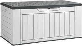 DWVO XL 160 Gallon Large Deck Box, Waterproof Outdoor Storage Box for Patio Furniture Cushions, Garden Tools and Pool Supplies,Weather Resistant Resin, Lockable, Light Grey