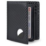 Swallowmall Airtag Mens Wallet with Coin Pocket RFID Bifold Genuine Leather Slim Wallet with ID Window 11 Card Holders for Him (Airtag Not Included)