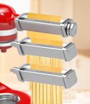 3 PCS Pasta Maker Attachments for All KitchenAid Stand Mixers, Pasta Accessories Including Pasta Roller, Fettuccine Cutter, and Spaghetti Cutter for Noodle Ravioli, 304 Stainless Steel,Cleaning Crush